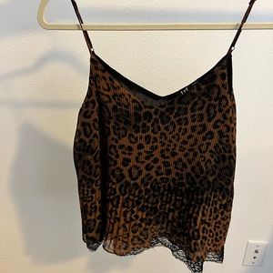 Leopard camisole with lace detail